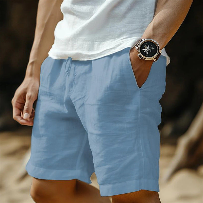 "Men's Cotton-Linen Drawstring Shorts"