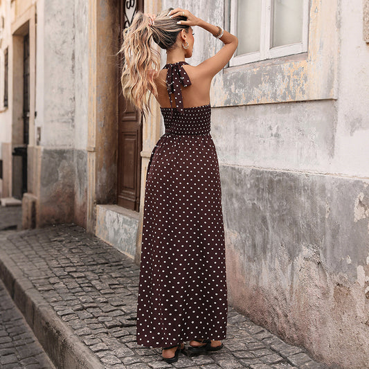 The Dot Midi Dress — Elegant Slim V-Neck A-Line