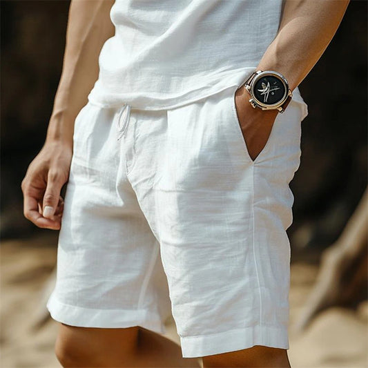 "Men's Cotton-Linen Drawstring Shorts"