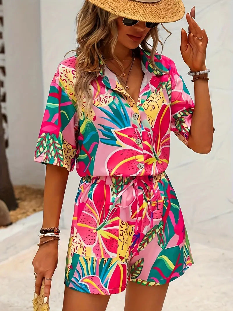 Tropical Hawaiian Shirt & Shorts Set