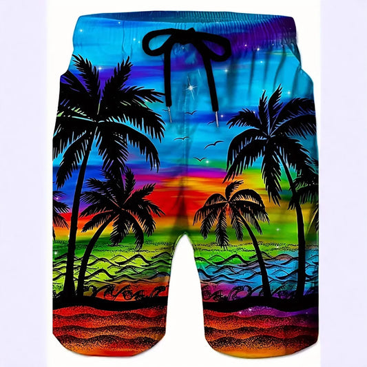 "Men's Tropical Coconut Tree Printed Shorts"