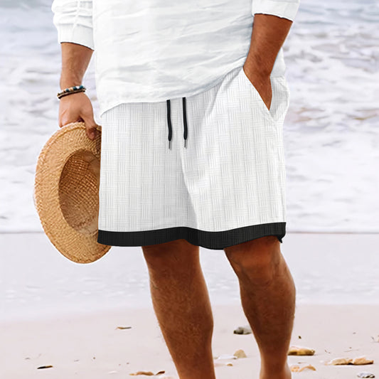 "Men's Jacquard Striped Drawstring Shorts"