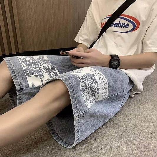 "Men's European Street Style Denim Shorts"