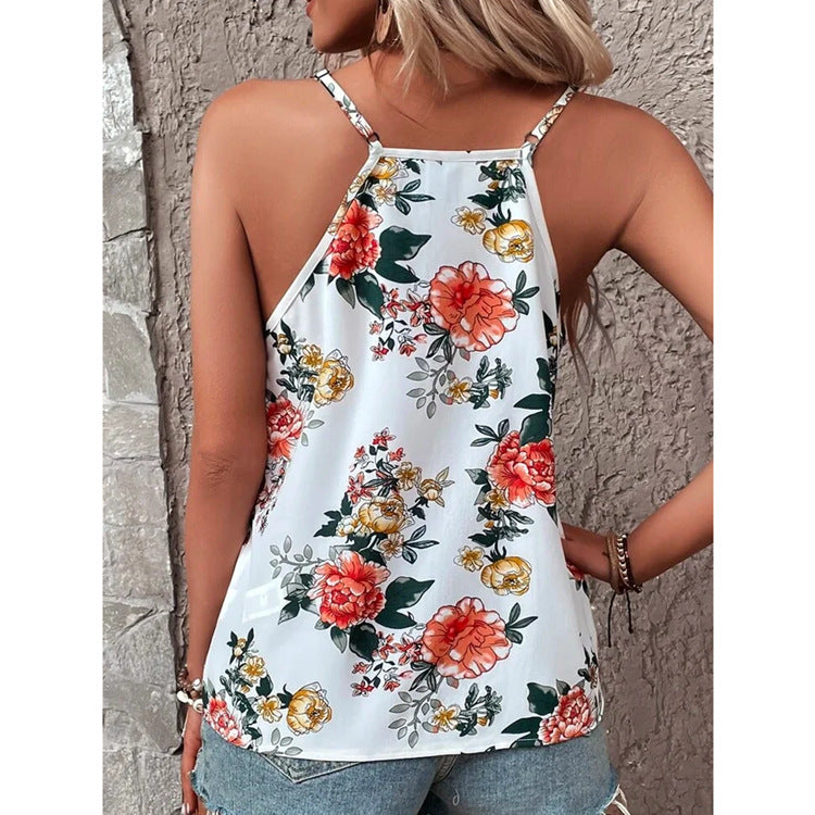 Summer New Women's Vest V-neck Print