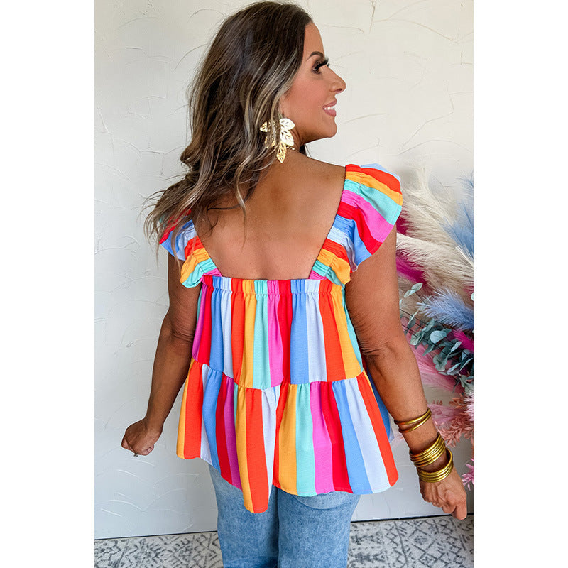 : Summer Pullover Vest - Contrast Striped