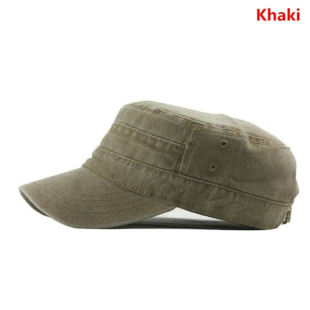Vintage Military Style Cadet Cap – Unisex Adjustable Army Hat