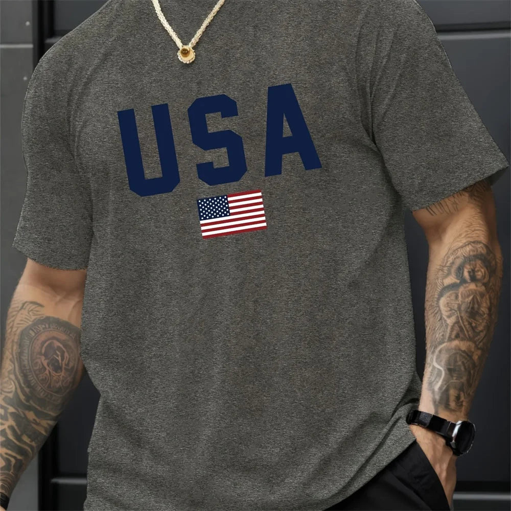 Alphabet Pattern Short Sleeve T-Shirt - Breathable & Casual