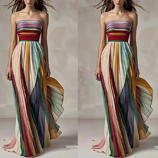 Festival Glow- Multicolor Maxi Dress for Festive Occasions