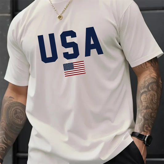 Alphabet Pattern Short Sleeve T-Shirt - Breathable & Casual