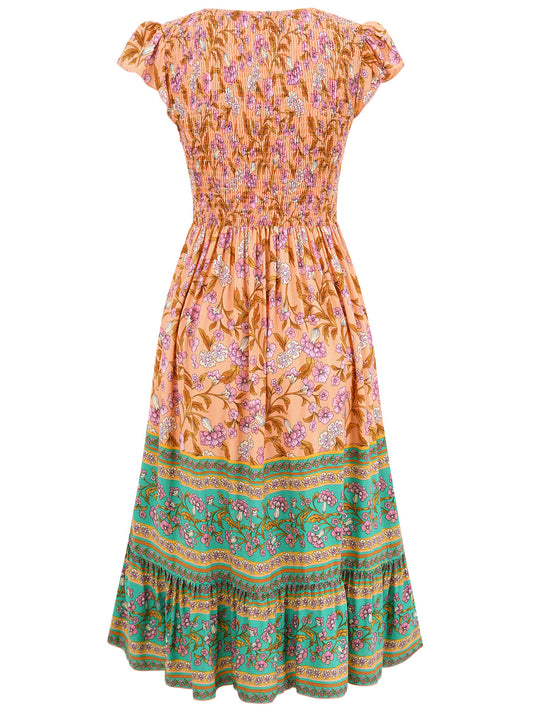The Magnolia Dress β Elegant Floral V-Neck Midi