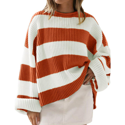 Striped Batwing Sleeve Sweater