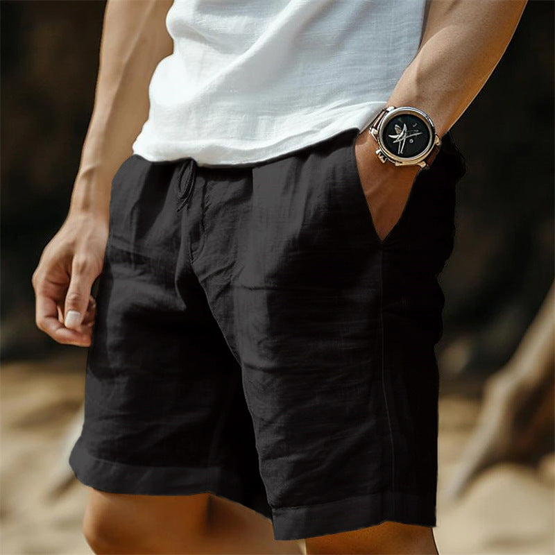 "Men's Cotton-Linen Drawstring Shorts"