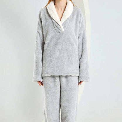 Womens Winter Coral Fleece Cozy And Soft Loungewear Set