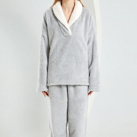 Womens Winter Coral Fleece Cozy And Soft Loungewear Set