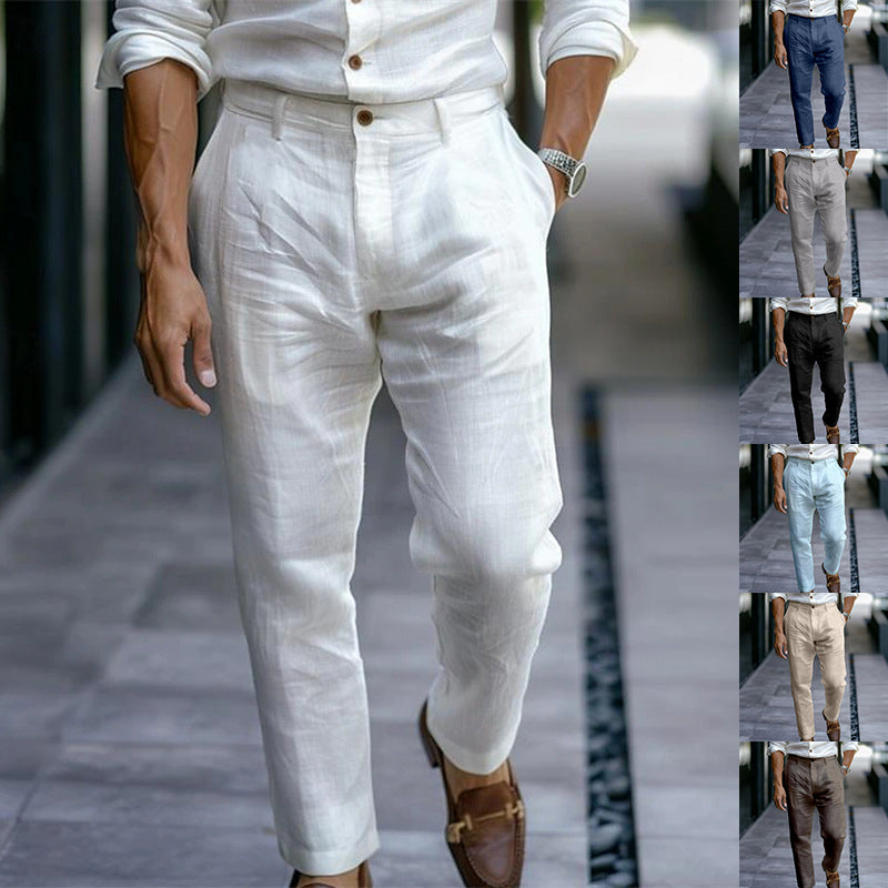 Men's Linen Trousers — Breathable Casual Pants