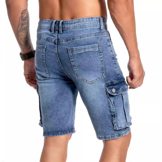 "Men's Multi-Pocket Workwear Jeans - 5-Point Design"