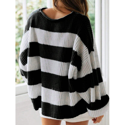 Striped Batwing Sleeve Sweater