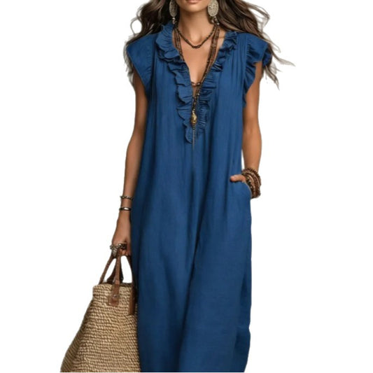 🎀 The Amelia Ruffle Maxi Dress