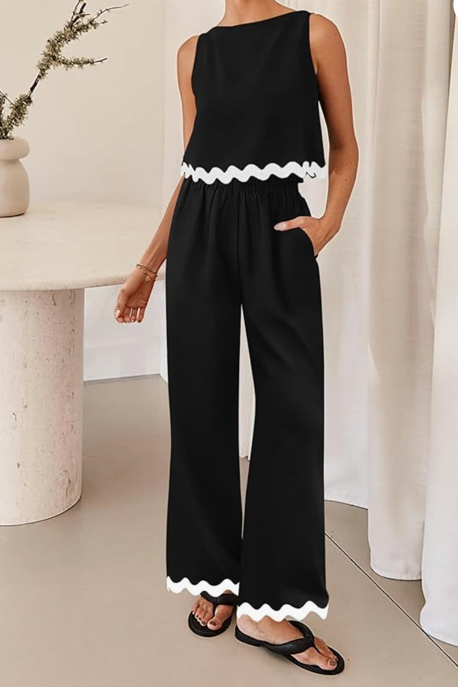 Cotton And Linen Casual Sleeveless Vest Women's Pants Two-piece Set
