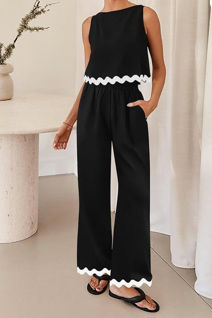 Cotton And Linen Casual Sleeveless Vest Women's Pants Two-piece Set