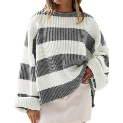 Striped Batwing Sleeve Sweater