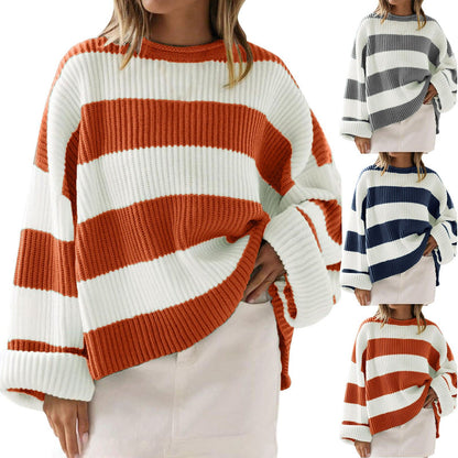 Striped Batwing Sleeve Sweater