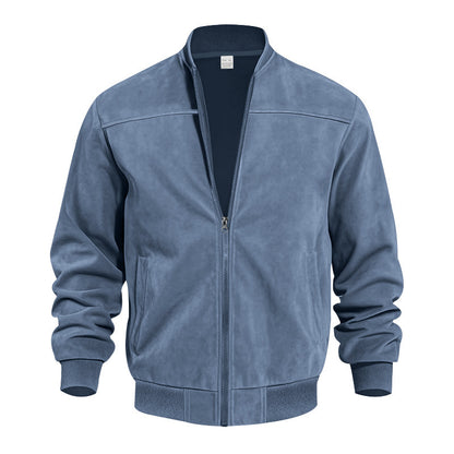 Men's Suede Zipper Jacket - Stylish and Comfortable