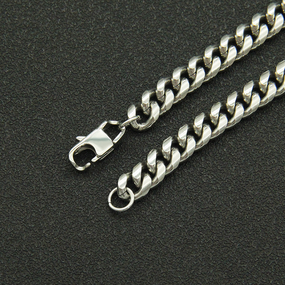 Titanium Steel Cuban Link Chain Bracelet – Men & Women