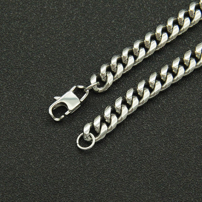 Titanium Steel Cuban Link Chain Bracelet – Men & Women