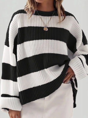 Striped Batwing Sleeve Sweater