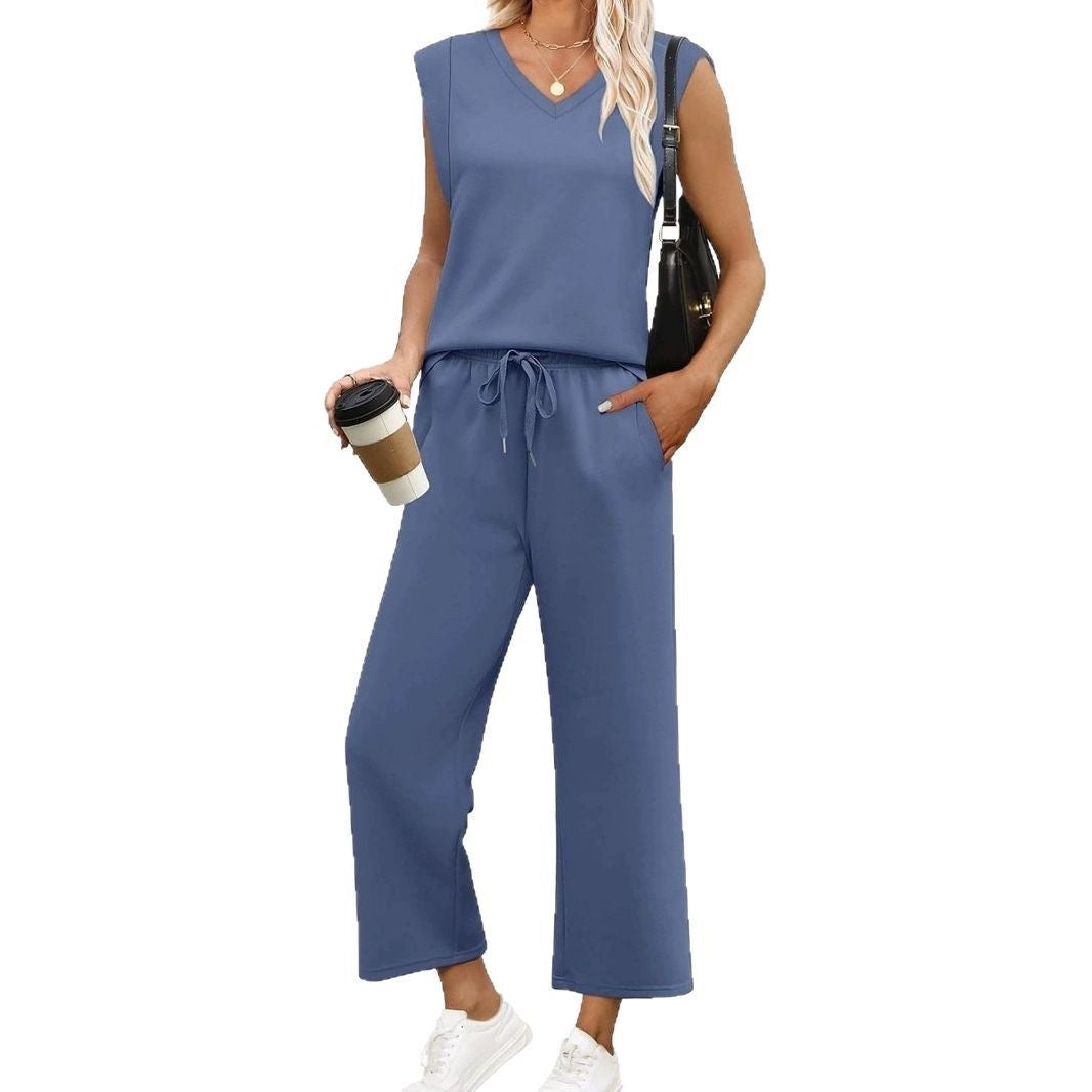 Relaxed Sleeveless Vest & Pants Set