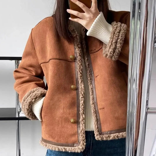 Women Lamb Wool Faux Fur Coats