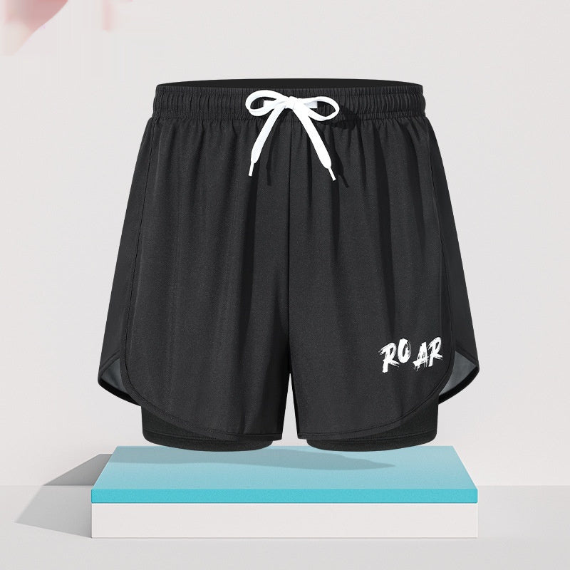 "Men's Double-Layer Five-Point Swim Trunks"