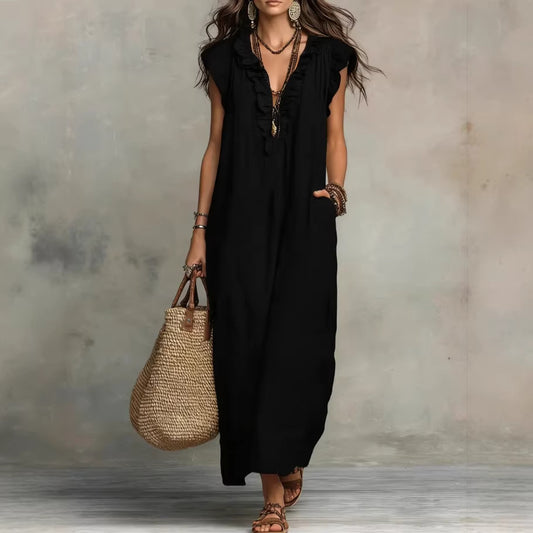 🎀 The Amelia Ruffle Maxi Dress