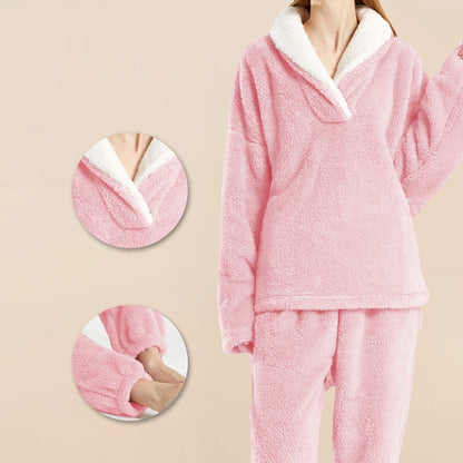 Womens Winter Coral Fleece Cozy And Soft Loungewear Set