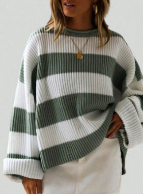 Striped Batwing Sleeve Sweater