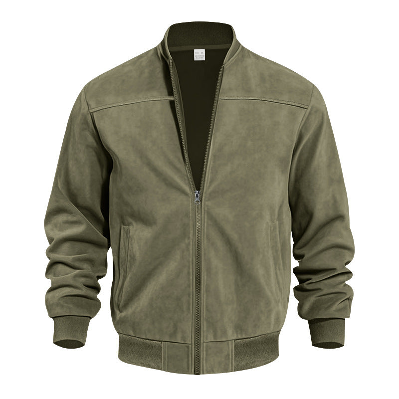 Men's Suede Zipper Jacket - Stylish and Comfortable