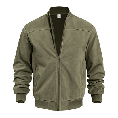 Men's Suede Zipper Jacket - Stylish and Comfortable