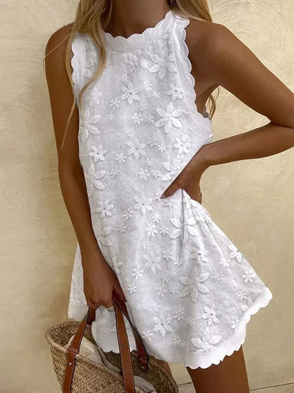 Casual Loose Ruffled Vest Dress