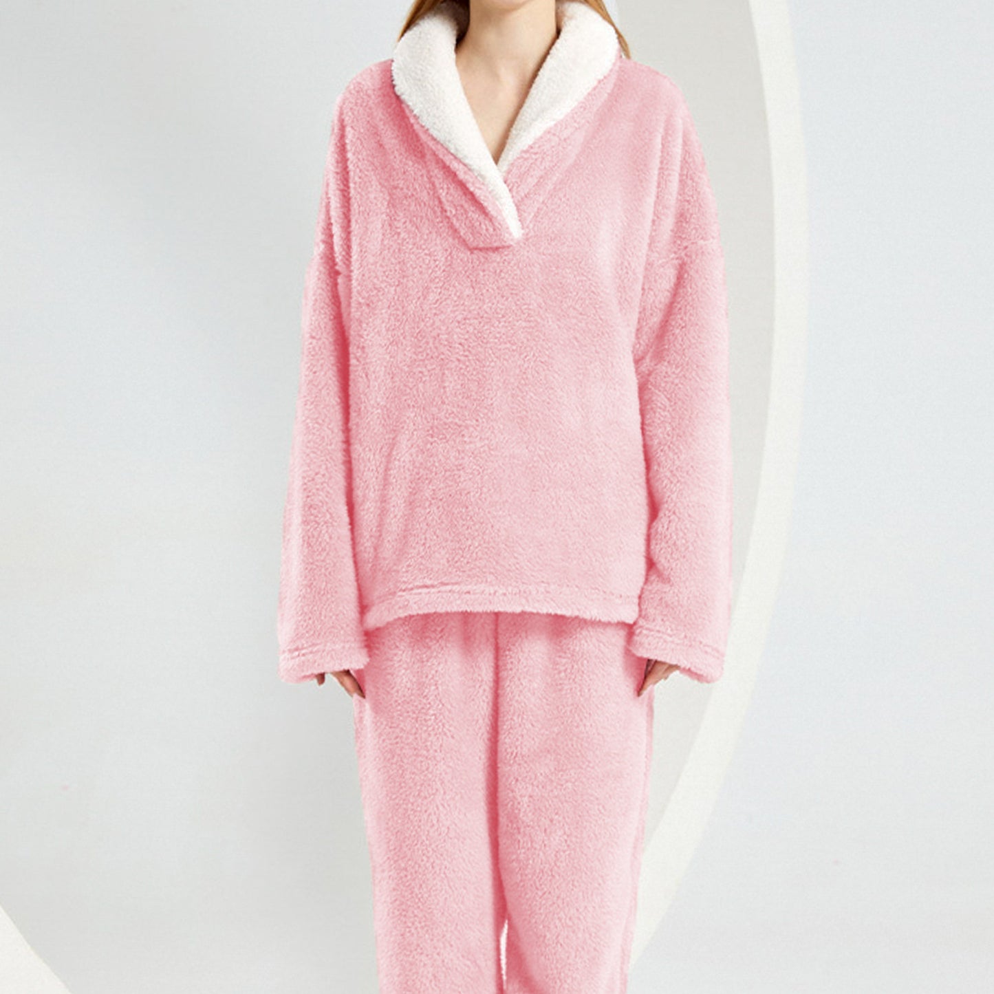 Womens Winter Coral Fleece Cozy And Soft Loungewear Set