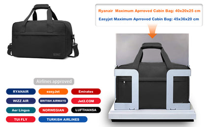 Kono 35x20x20 Cabin Bag Under Seat Ryanair Flight Carry On Bag Sports Travel Duffel Holdall Hand Luggage 14L Unisex