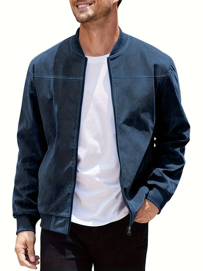 Men's Suede Zipper Jacket - Stylish and Comfortable