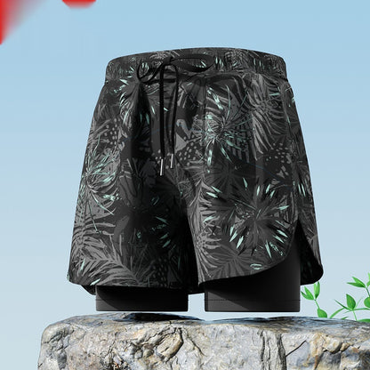 "Men's Double-Layer Five-Point Swim Trunks"