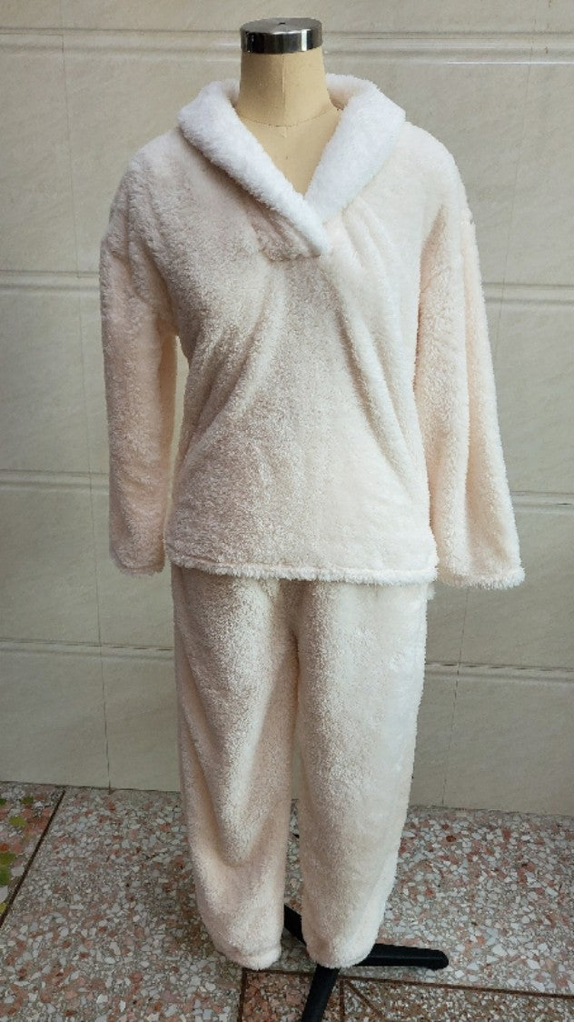 Womens Winter Coral Fleece Cozy And Soft Loungewear Set