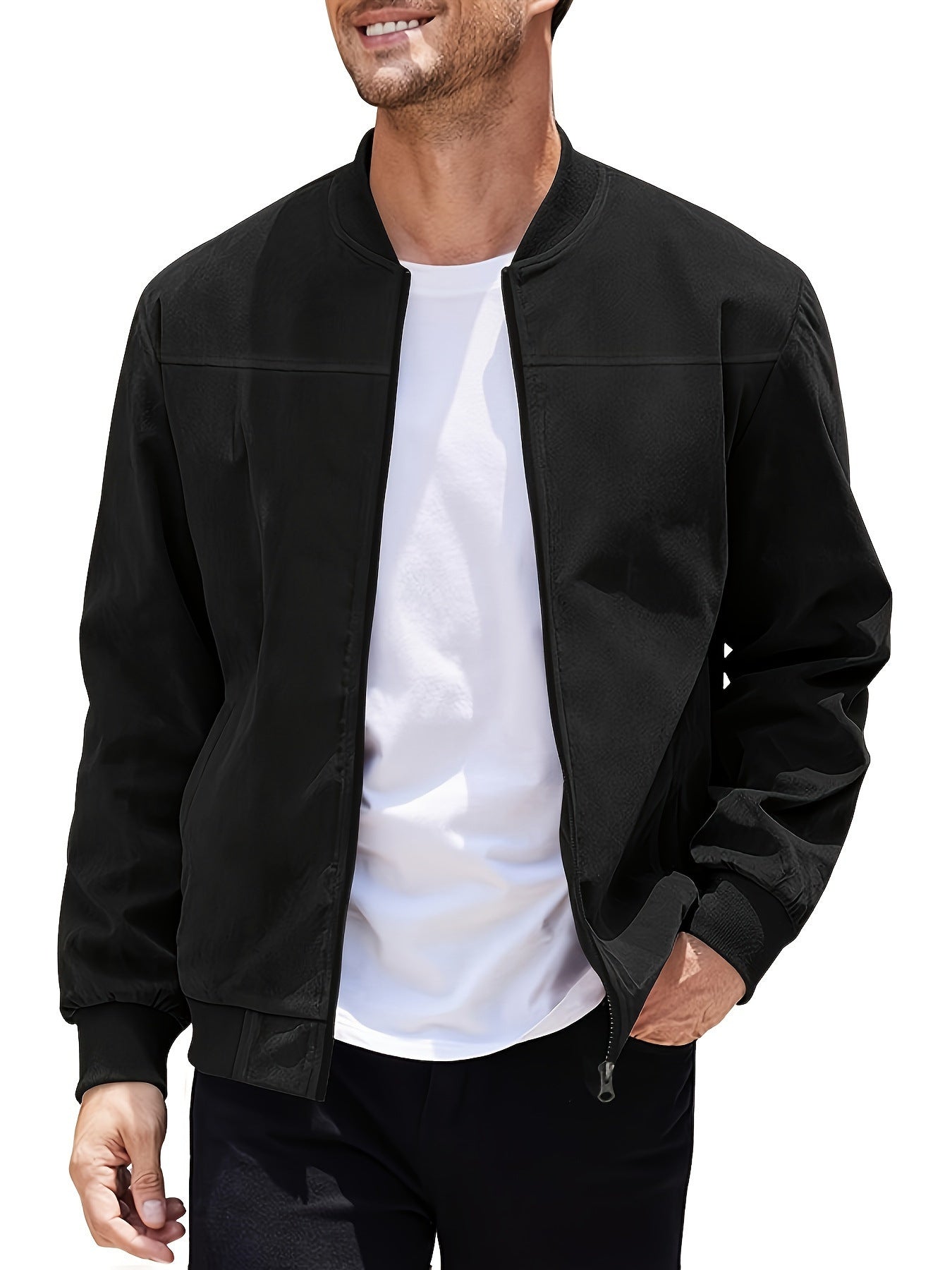 Men's Suede Zipper Jacket - Stylish and Comfortable