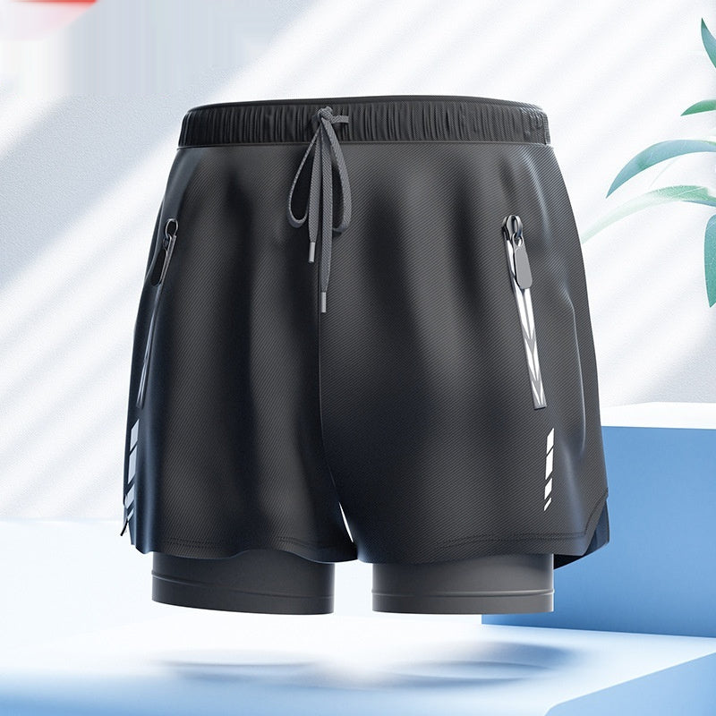 "Men's Double-Layer Five-Point Swim Trunks"