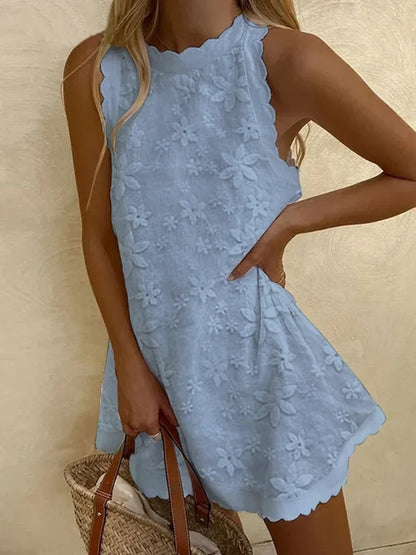 Casual Loose Ruffled Vest Dress