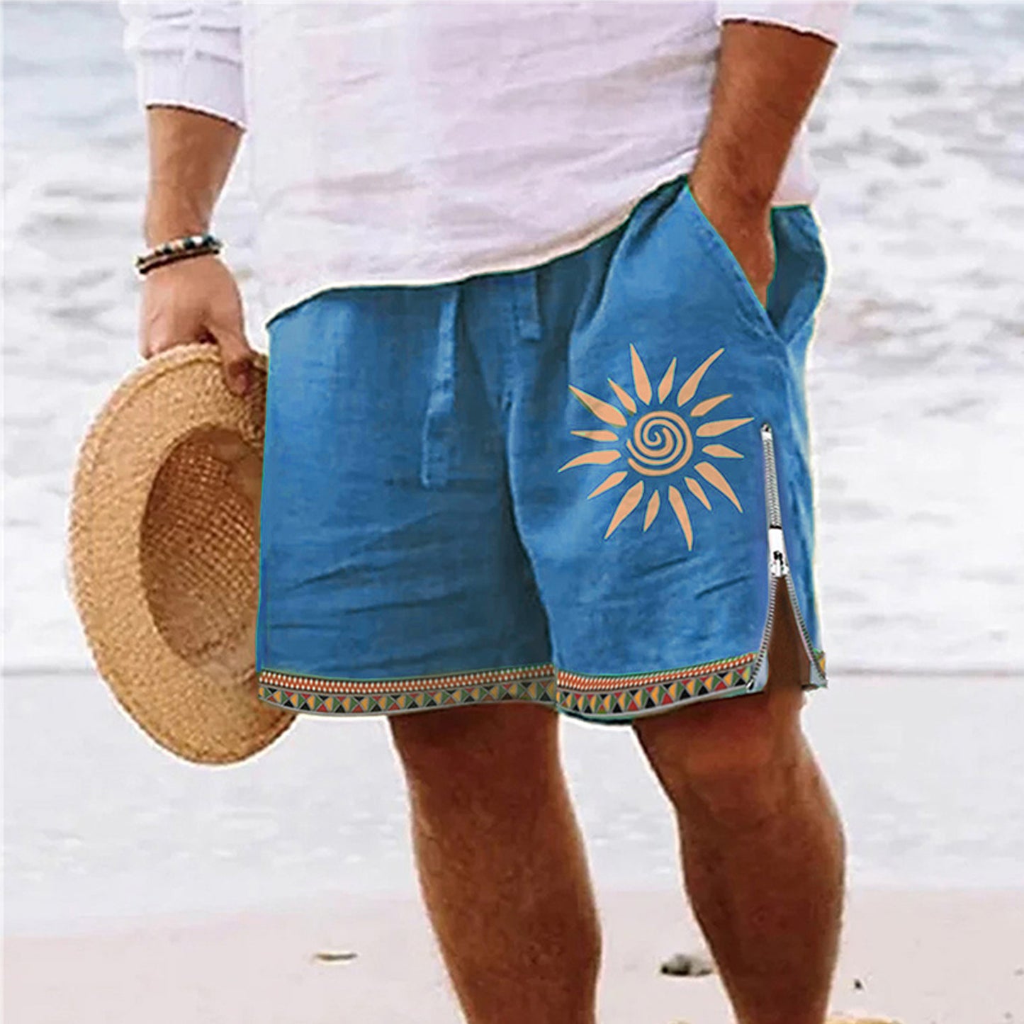 Cotton and Linen Pants with Floral Patterns