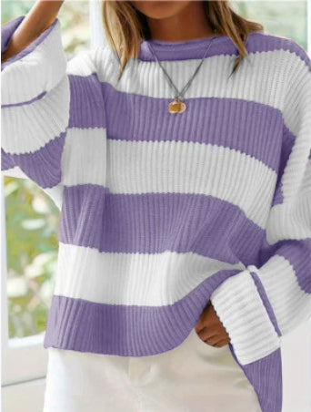 Striped Batwing Sleeve Sweater
