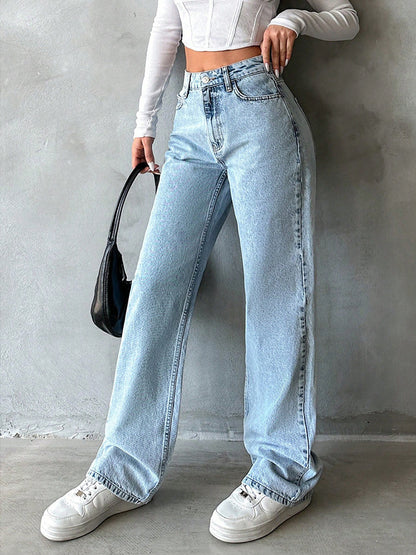 High Waist Straight Leg Jeans